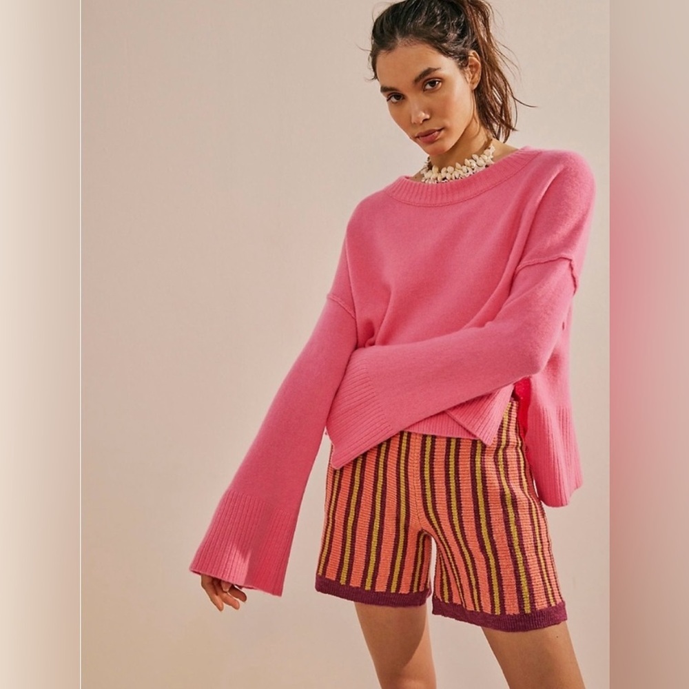 Free People Rhy Cashmere Pink Sweater NWT Small